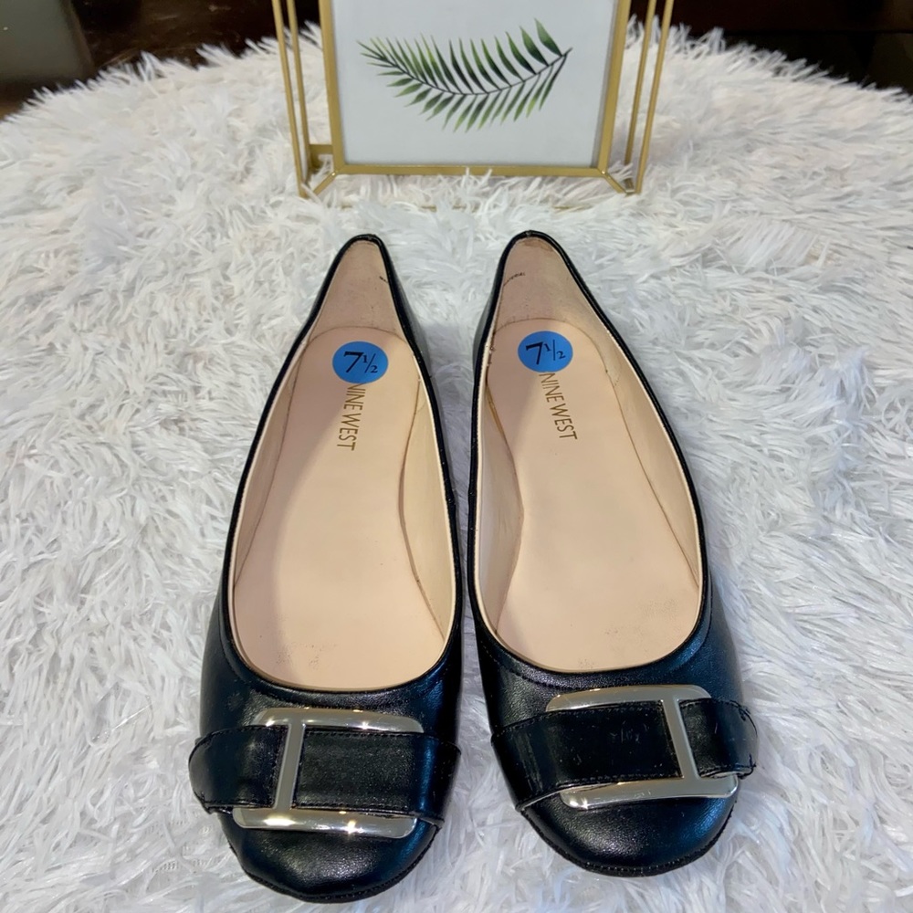 Nine West Faux Leather Black Flats